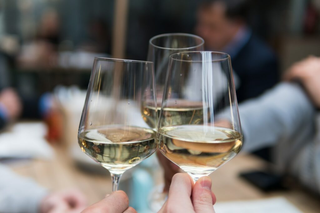 white wine in glass